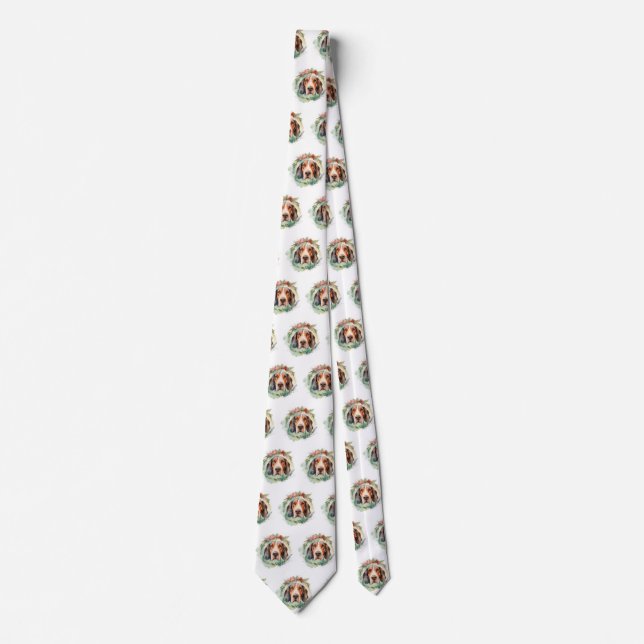 Treeing Walker Christmas Wreath Festive Pup  Tie (Front)