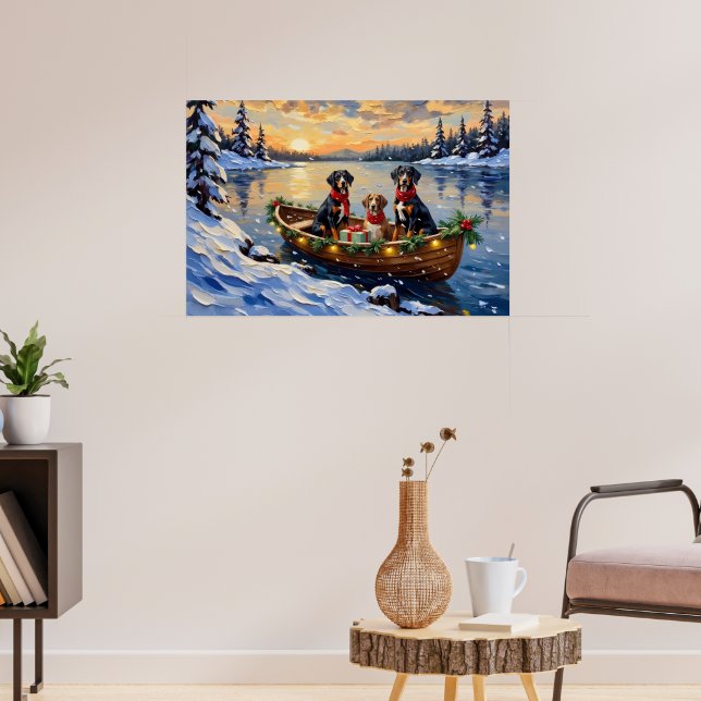 Treeing Walker Coonhound Christmas Boat Holiday Poster (Living Room 3)