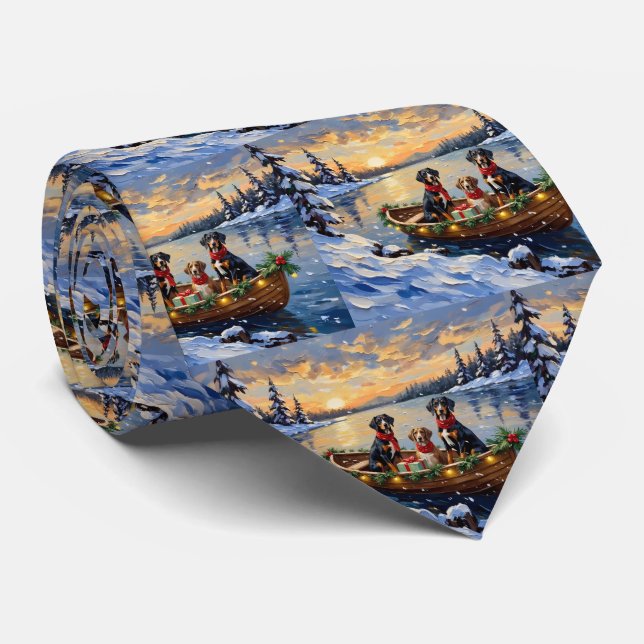 Treeing Walker Coonhound Christmas Boat Holiday Tie (Rolled)