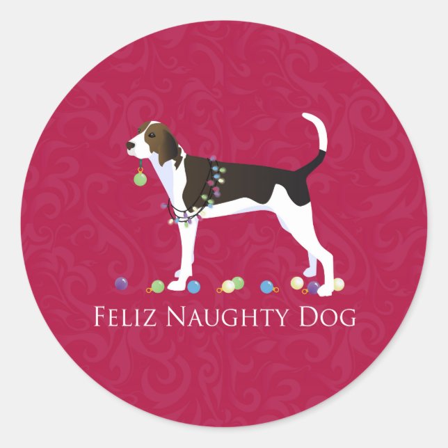 Treeing Walker Coonhound Christmas Classic Round Sticker (Front)
