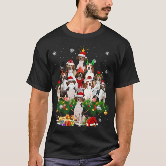 Treeing Walker Coonhound Christmas Tree Lights Dog T-Shirt (Front)