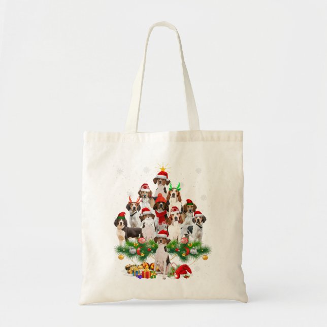 Treeing Walker Coonhound Christmas Tree Lights Dog Tote Bag (Front)