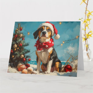 Treeing Walker Coonhound Christmas Vintage Beach  Card