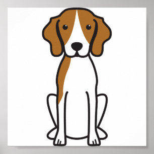 Treeing Walker Coonhound Dog Cartoon Poster