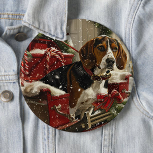 Treeing Walker Coonhound Dog Christmas Festive 6 Inch Round Button