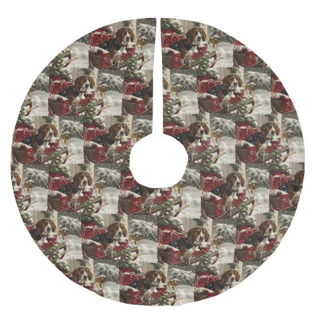 Treeing Walker Coonhound Dog Christmas Festive Brushed Polyester Tree Skirt (Front)