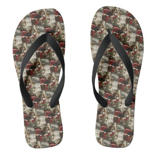Treeing Walker Coonhound Dog Christmas Festive Flip Flops