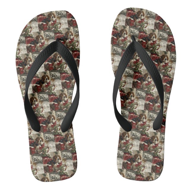 Treeing Walker Coonhound Dog Christmas Festive Flip Flops (Footbed)