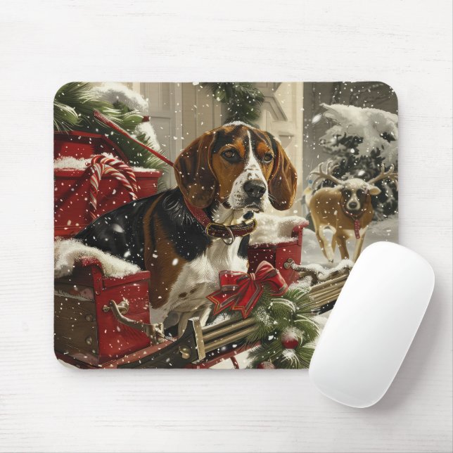 Treeing Walker Coonhound Dog Christmas Festive Mouse Pad (With Mouse)