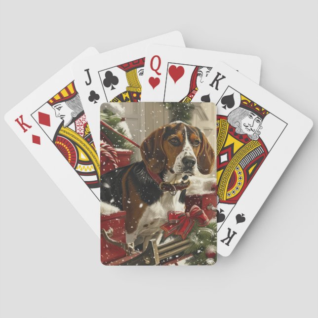 Treeing Walker Coonhound Dog Christmas Festive Playing Cards (Back)