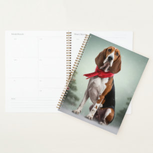 Treeing Walker Coonhound Dog in Snow Christmas Planner