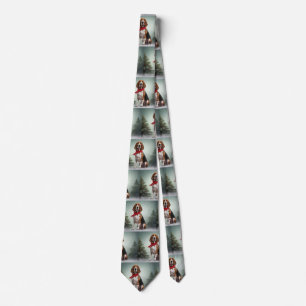 Treeing Walker Coonhound Dog in Snow Christmas Tie