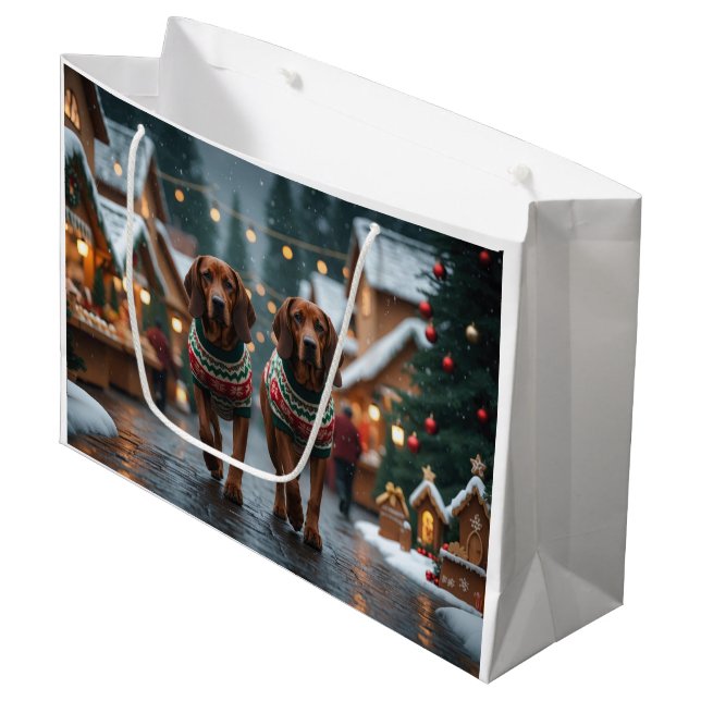 Treeing Walker Coonhound Dogs Christmas Snow  Large Gift Bag (Front Angled)