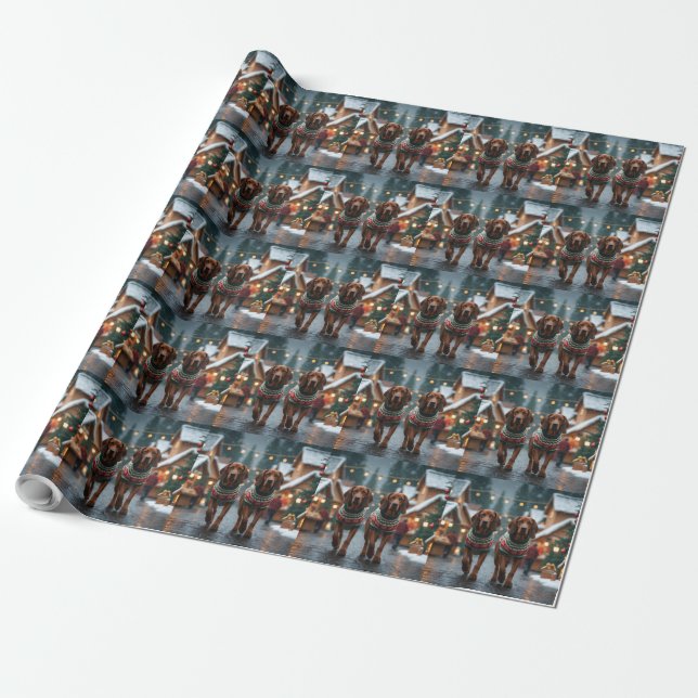 Treeing Walker Coonhound Dogs Christmas Snow  Wrapping Paper (Unrolled)