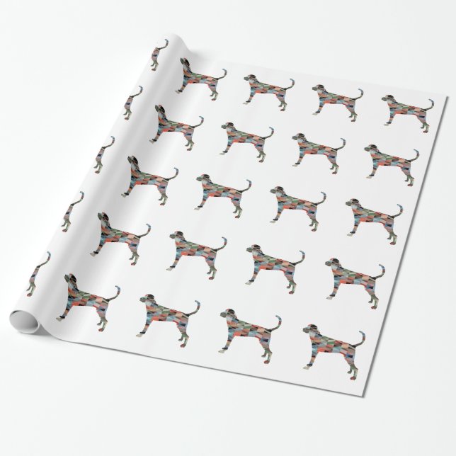 Treeing Walker Coonhound Geometric Silhouette Wrapping Paper (Unrolled)