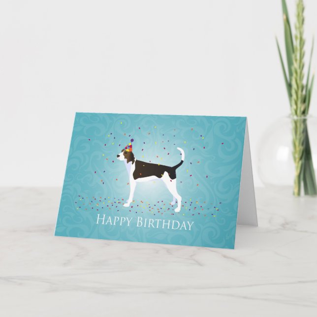 Treeing Walker Coonhound Happy Birthday Design Card (Front)