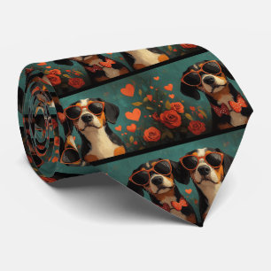 Treeing Walker Coonhound Heart Valentine's Day Tie