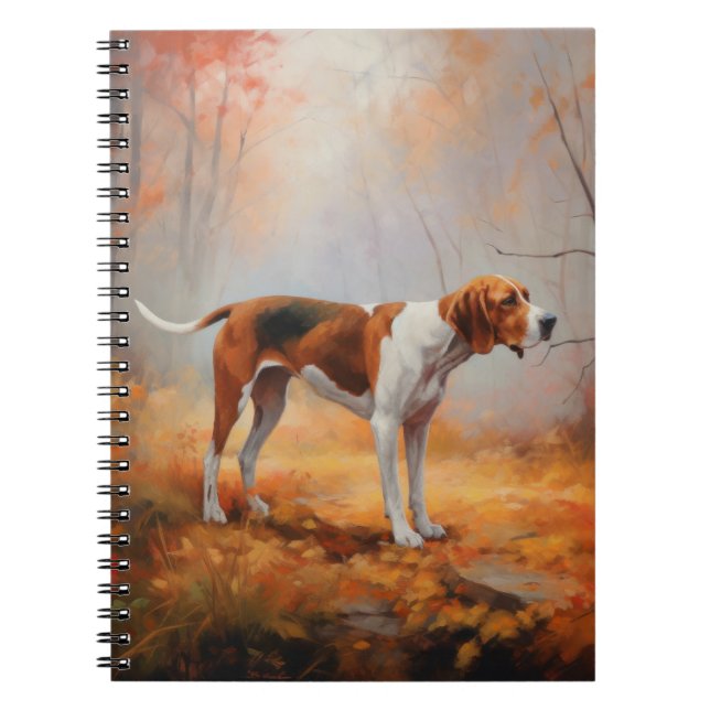 Treeing Walker Coonhound in Autumn Leaves Fall  Notebook (Front)