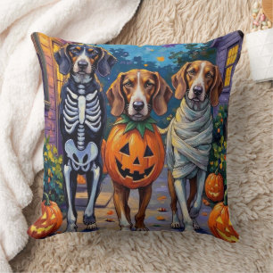 Treeing Walker Coonhound In Halloween Costumes Throw Pillow