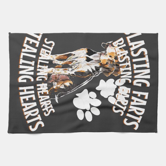 Treeing Walker Coonhound Lover Dog Owner Blasting Kitchen Towel (Horizontal)