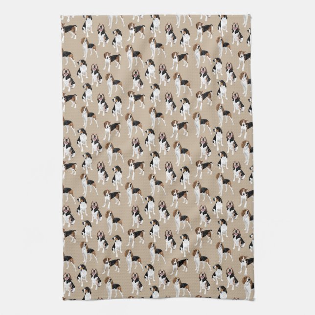 Treeing Walker Coonhound on tan Kitchen Towel (Vertical)