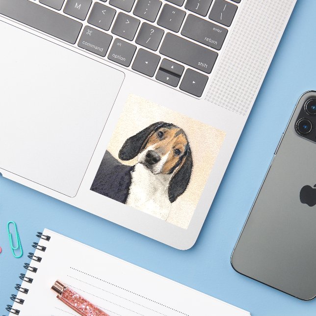 Treeing Walker Coonhound Painting - Original Art (Laptop w/ iPhone)