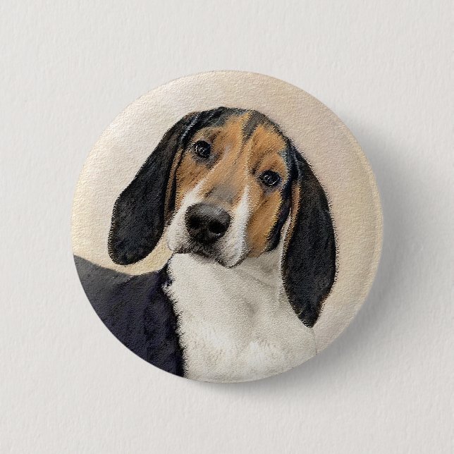 Treeing Walker Coonhound Painting - Original Art 2 Inch Round Button (Front)