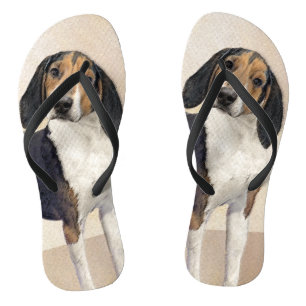 Treeing Walker Coonhound Painting - Original Art Flip Flops