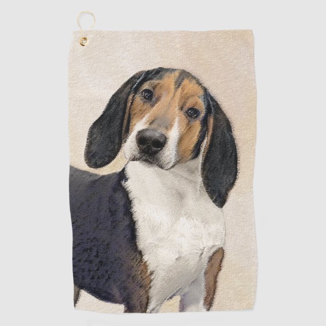 Treeing Walker Coonhound Painting - Original Art Golf Towel (Front)