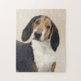 Treeing Walker Coonhound Painting - Original Art Jigsaw Puzzle