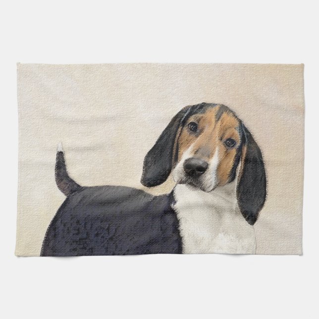 Treeing Walker Coonhound Painting - Original Art Kitchen Towel (Horizontal)