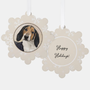 Treeing Walker Coonhound Painting - Original Art Ornament Card