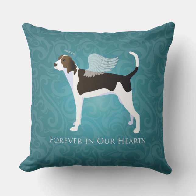 Treeing Walker Coonhound Pet Memorial Angel Dog Throw Pillow (Front)