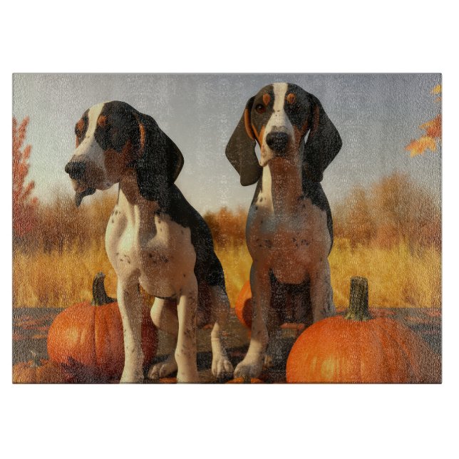 Treeing Walker Coonhound Puppy Autumn Pumpkin Cutting Board (Front)