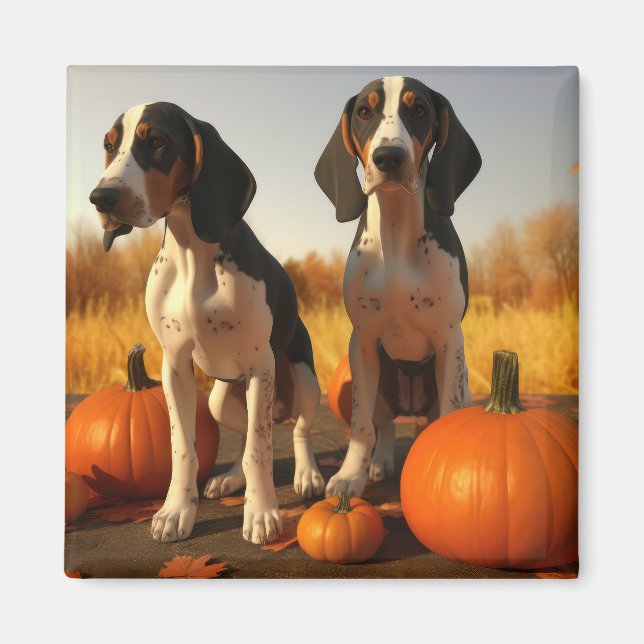 Treeing Walker Coonhound Puppy Autumn Pumpkin Magnet (Front)