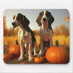 Treeing Walker Coonhound Puppy Autumn Pumpkin Mouse Pad