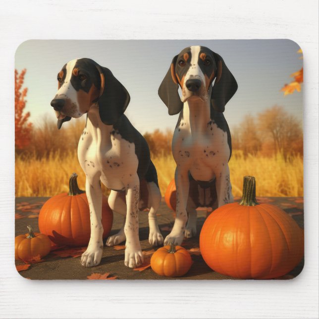 Treeing Walker Coonhound Puppy Autumn Pumpkin Mouse Pad (Front)