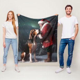 Treeing Walker Coonhound Santa Claus Christmas Fleece Blanket
