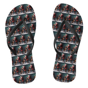 Treeing Walker Coonhound Santa Claus Christmas Flip Flops
