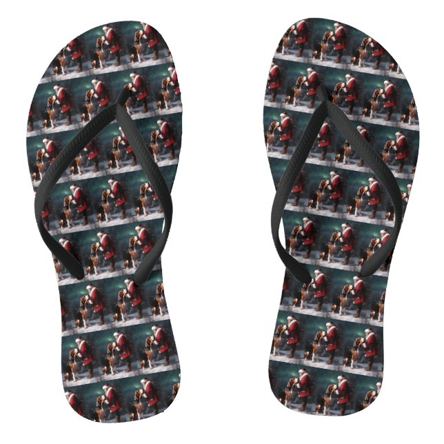 Treeing Walker Coonhound Santa Claus Christmas Flip Flops (Footbed)