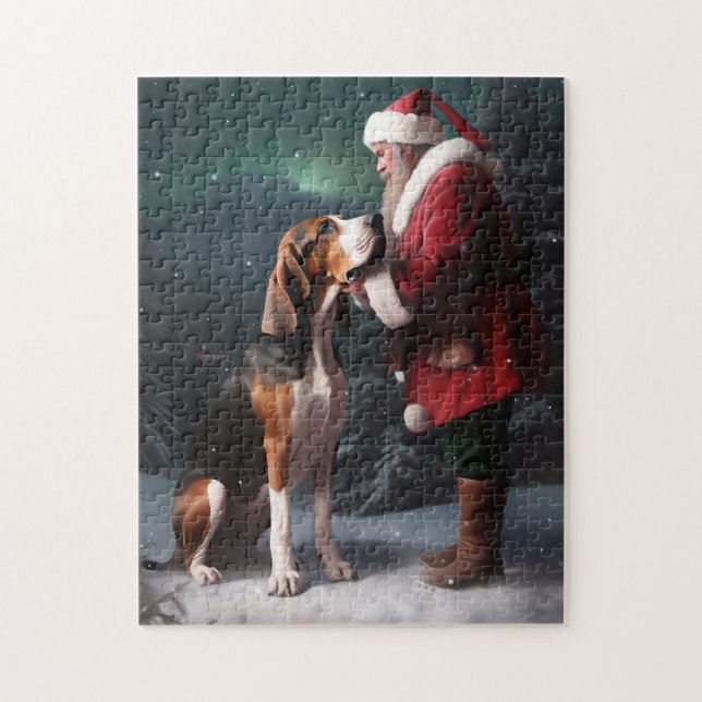 Treeing Walker Coonhound Santa Claus Christmas Jigsaw Puzzle (Vertical)