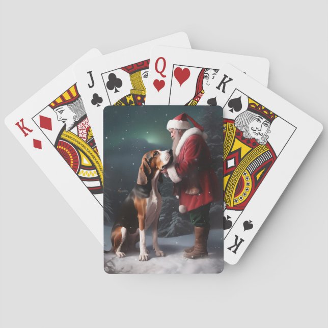 Treeing Walker Coonhound Santa Claus Christmas Playing Cards (Back)