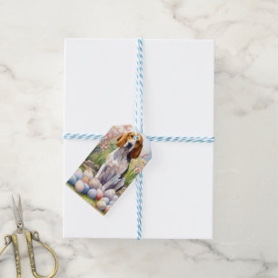 Treeing Walker Coonhound with Easter Eggs Holiday Gift Tags