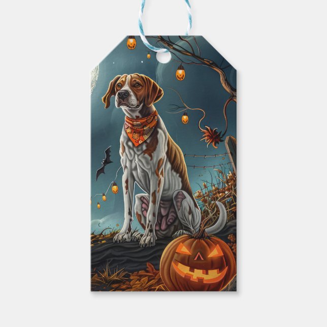 Treeing Walker Halloween Spooky Gift Tags (Front)