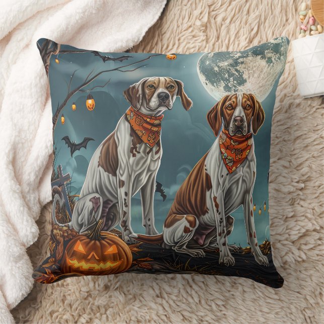 Treeing Walker Halloween Spooky Throw Pillow (Blanket)