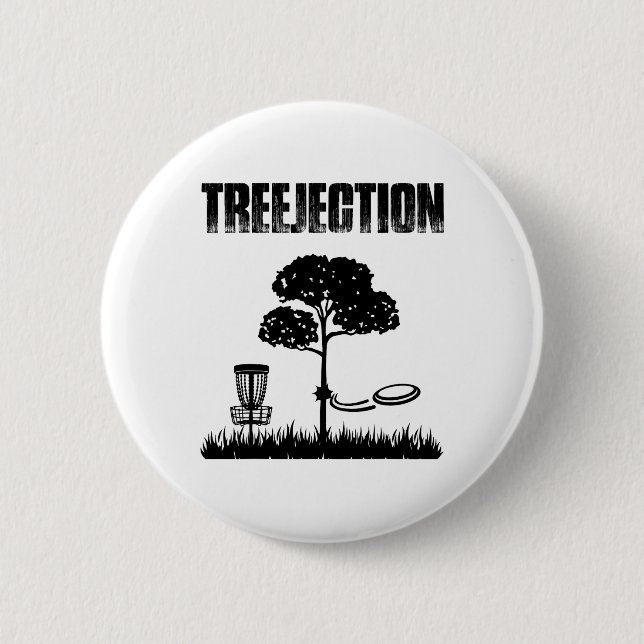 Treejection Funny Disc Golf Player Frisbee Golfer  2 Inch Round Button (Front)