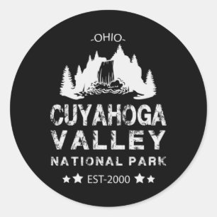 Treeline With Waterfall Cuyahoga Valley National P Classic Round Sticker