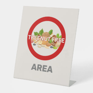 Treenut Free Area Customized Food Allergy Alert  Pedestal Sign