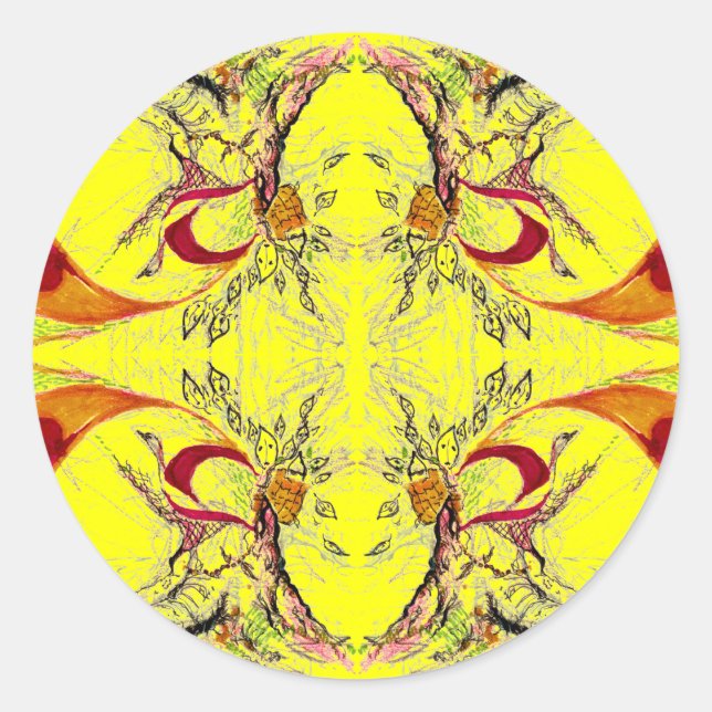 Trees and Birds fantasy Classic Round Sticker (Front)