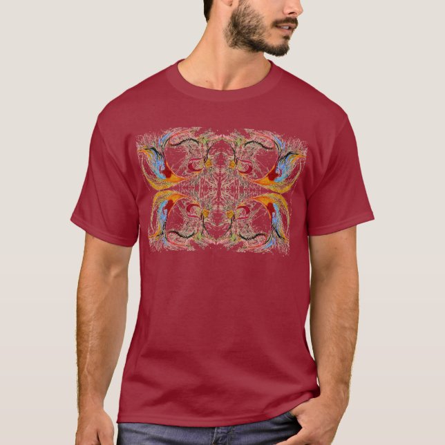 Trees and Birds fantasy T-Shirt (Front)